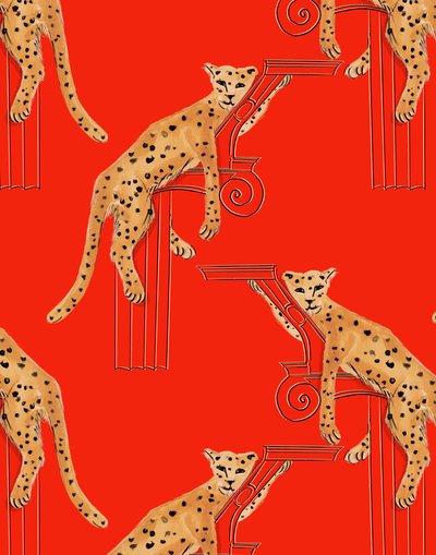 Lounging Leopards Close Up, 2020 (akvarel og pen på papir) af Marianna Kulukundis