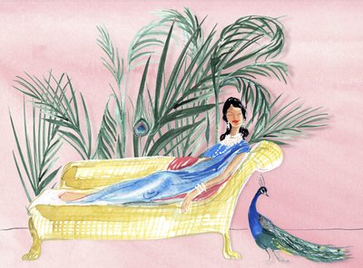 Maharani in the Tropics, 2019 (akvarel på papir) af Marianna Kulukundis