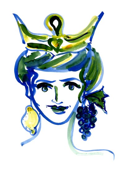 Sicilian Head Smile, 2017 (akvarel, blæk på papir) af Marianna Kulukundis