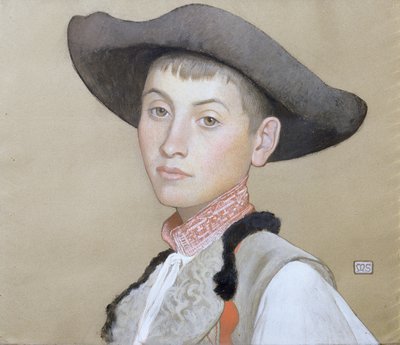 En ung slovak (kropsfarve på papir) af Marianne Stokes