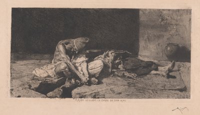 Arabe veillant le corps de son ami (arabisk vogter over sin vens krop) af Marià Fortuny