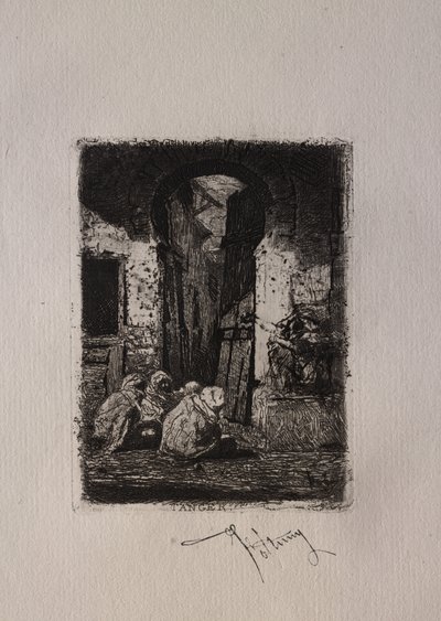 Tanger, siddende arabere. af Mariano Fortuny y Carbó