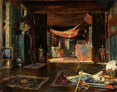 Malerens atelier i Palazzo Pesaro Orfei. af Mariano Fortuny y Madrazo