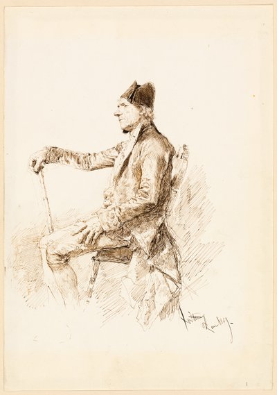 Siddende mand i profil af Mariano Fortuny y Marsal