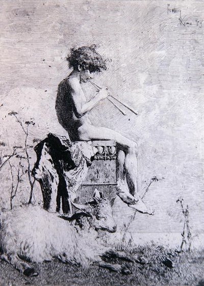 Idyll (ætsning) af Mariano José María Bernardo Fortuny y Carbó