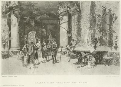 Akademikere vælger modellen (dybtryk) af Mariano José María Bernardo Fortuny y Carbó