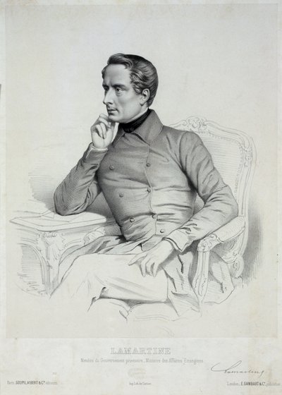 Portræt af Alphonse de Lamartine 1790-1869. af Marie Alexandre Menut Alophe