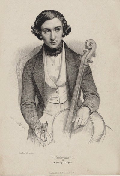 Portræt af cellisten og komponisten Hippolyte Prosper Seligmann 1817-1882, 1840. af Marie Alexandre Menut Alophe