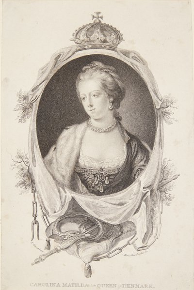 Portræt af Caroline Mathilde af Marie Anne Bourlier