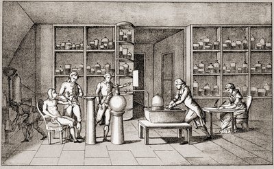 Antoine Laurent de Lavoisier (1743-1794), fransk kemiker, der udfører et eksperiment med at trække vejret hos mennesker i hvile. Tegning af fru Lavoisier.Paris 1700-tallet.Leemage-samling af Marie Anne Pierrette Lavoisier