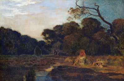 Lovers in a Landscape (olie på lærred) af Marie Auguste Emile Rene Menard