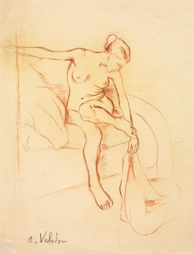 Nøgen kvinde siddende på en seng, første tredje 20. århundrede. af Marie Clementine (Suzanne) Valadon