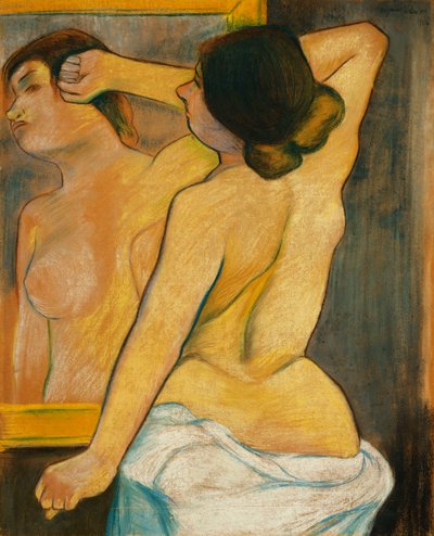 Nøgen kvinde foran et spejl; Nøgen kvinde foran et spejl, 1904 af Marie Clementine Valadon