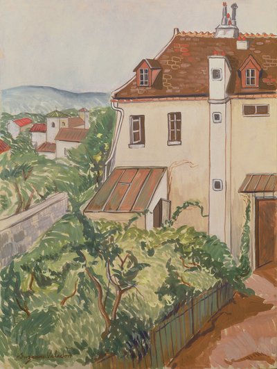 Udsigt over en have (wc og blyant på papir) af Marie Clementine (Suzanne) Valadon