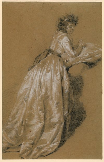 Stående kvinde i hvid kjole af Marie Françoise Constance Mayer
