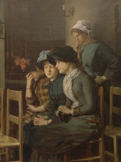 Ung pige med gæs (olie på lærred) af Marie Mrs Dujardin-Beaumetz Petiet