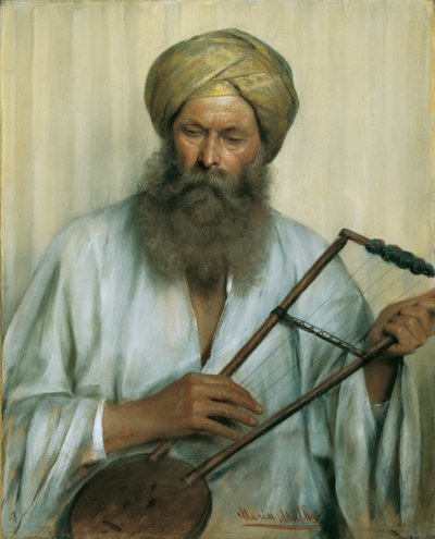 Orientalsk i hvid kaftan og gul turban af Marie Müller
