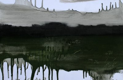 Usynligt landskab, 2023 (olie og kul på papir) af Marina Falco