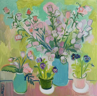 Farverige blomster i stilleben af Marina Gorkaeva