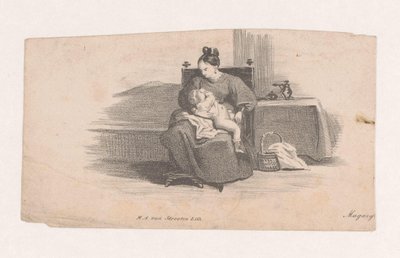 Mor med barn af Marinus Adrianus van Straten
