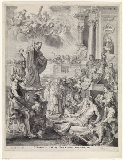 H. Franciscus Xavier wekt een dode tot leven St. Francis Xavier, apostel i det østlige Indien (titel på objekt) af Marinus Robyn van der Goes