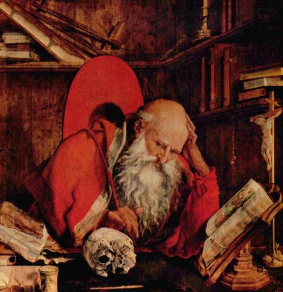 German: St Jerome in the cell of St Jerome in his Cell af Marinus van Reymerswaele