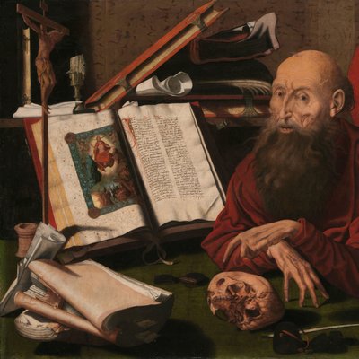 Sankt Jerome i sit arbejdsværelse af Marinus van Reymerswale (attributed to)