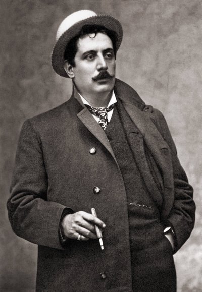 Portræt af musikerkomponisten Giacomo Puccini (1858-1924) af Mario Nunes Vais