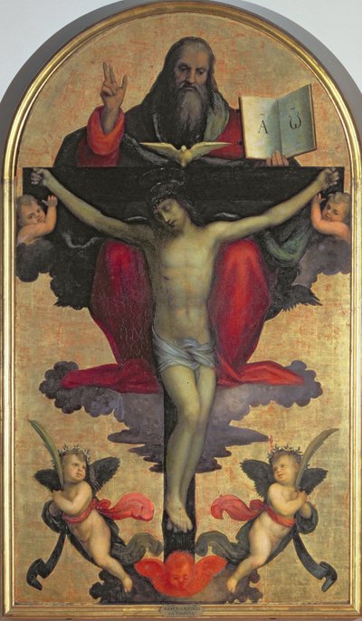 Den Hellige Treenighed (tempera på panel) af Mariotto Albertinelli