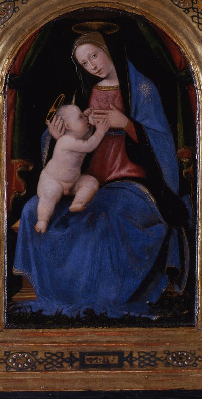 Triptykon, midterpanel: Enthroned Maria lactans, 1500 af Mariotto Albertinelli