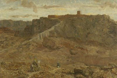 Bjergrigt landskab i Egypten af Marius Alexander Jacques Bauer