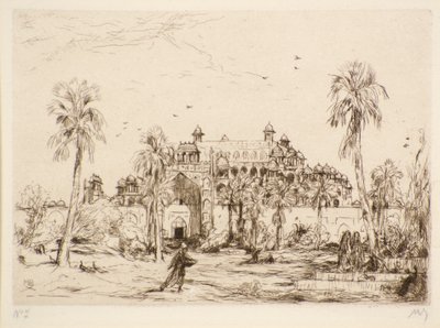 Uden titel [Palads i Nordafrika] (radering) af Marius Alexander Jacques Bauer