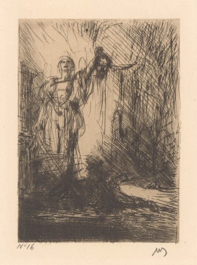 Bøddel med afskåret hoved af Marius Bauer (signed by artist)
