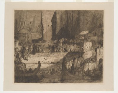 En begravelse på Ganges af Marius Bauer (signed by artist)