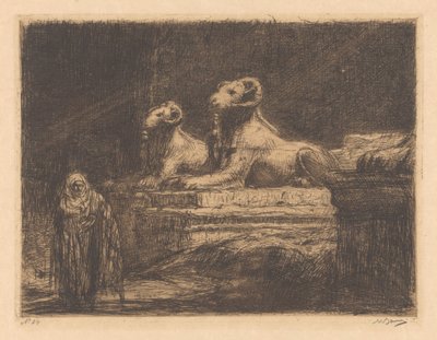 egyptiske tempelvagter af Marius Bauer (signed by artist)