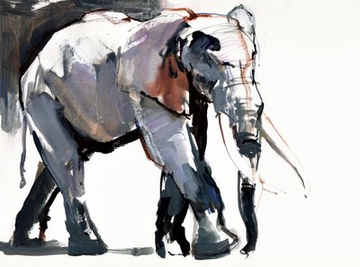 African Elephant, 2012, (blandet medier på papir) af Mark Adlington