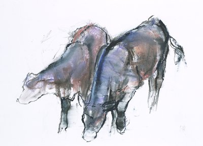 Calves, 2006 (charcoal und conte på papir) af Mark Adlington