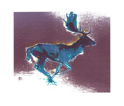 Fallow Buck (blågul skygge), 2015, (skærmprint) af Mark Adlington