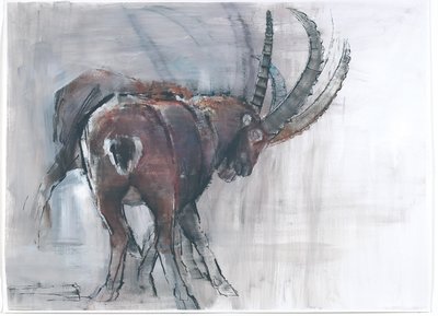 Hovedlås (blandet medier på papir) af Mark Adlington