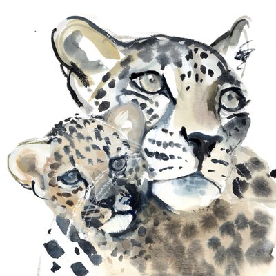 Maternal Bond, 2015, (akvarel på papir) af Mark Adlington