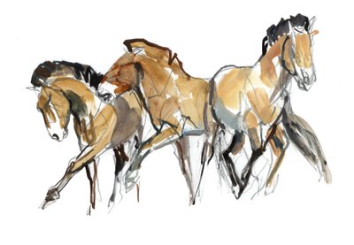 Mistral Three (Przewalski), 2013 (sennelierblæk, akvarel og gouache) af Mark Adlington