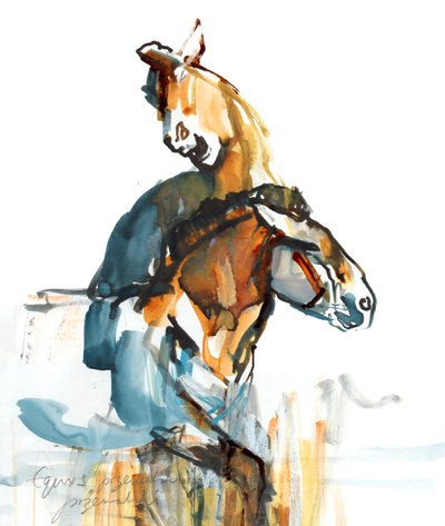 Paleolithic (Przewalski), 2013 (sennelier blæk, akvarel og gouache) af Mark Adlington