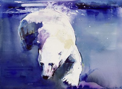 Underwater Bear, 1999 (blandet medier på papir) af Mark Adlington