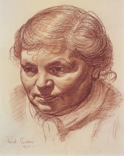 Hoved af kunstnerens mor, 1910 (sanguine på papir) af Mark Gertler