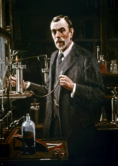 Sir William Ramsay i sit laboratorium af Mark Richard Milbanke