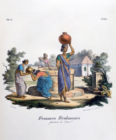 Brahminsk kvinde samler vand, 1828 af Marlet et Cie