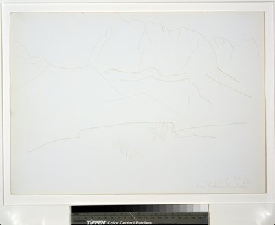 Bjerglandskab med træer af Marsden Hartley