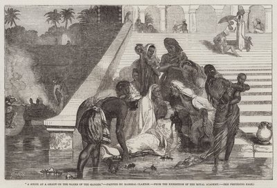 En scene ved en Ghaut på bredden af Ganges, fra udstillingen fra Royal Academy af Marshall Claxton