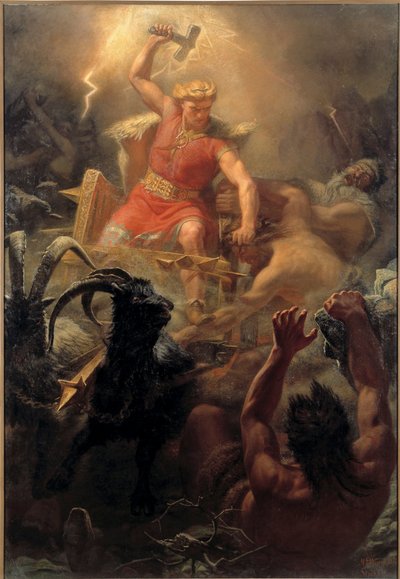 Le combat de Thor (Tor) avec les Geants - Thors kamp med kæmperne - Winge, Marten Eskil (1825-1896) - 1872 - Olie på lærred - 484x333 - Nationalmuseum Stockholm af Mårten Eskil Winge