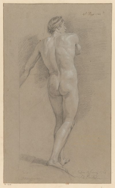 Stående nøgen mand, set bagfra (2. præmie 1766) af Marten Houtman